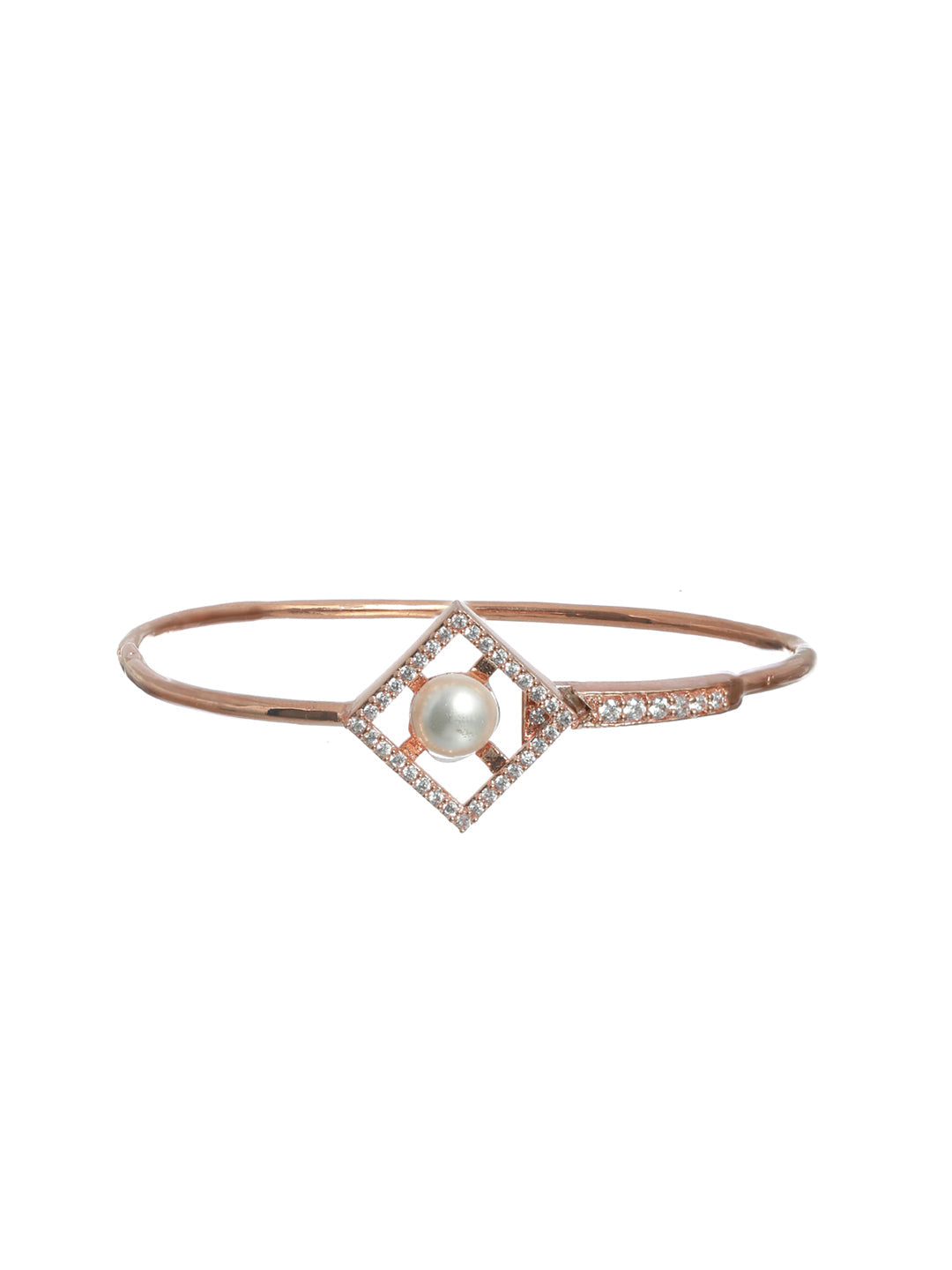 Priyaasi Women Geometric Studded Pearl Rose Gold-Polished Bracelet - Swadesiicart