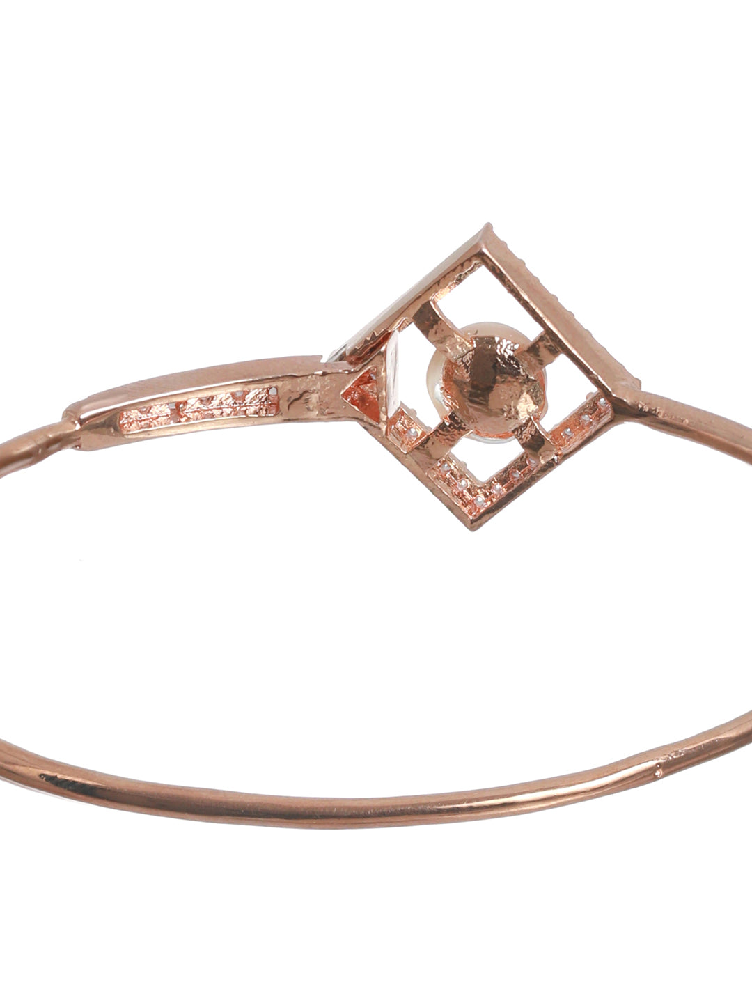 Priyaasi Women Geometric Studded Pearl Rose Gold-Polished Bracelet - Swadesiicart
