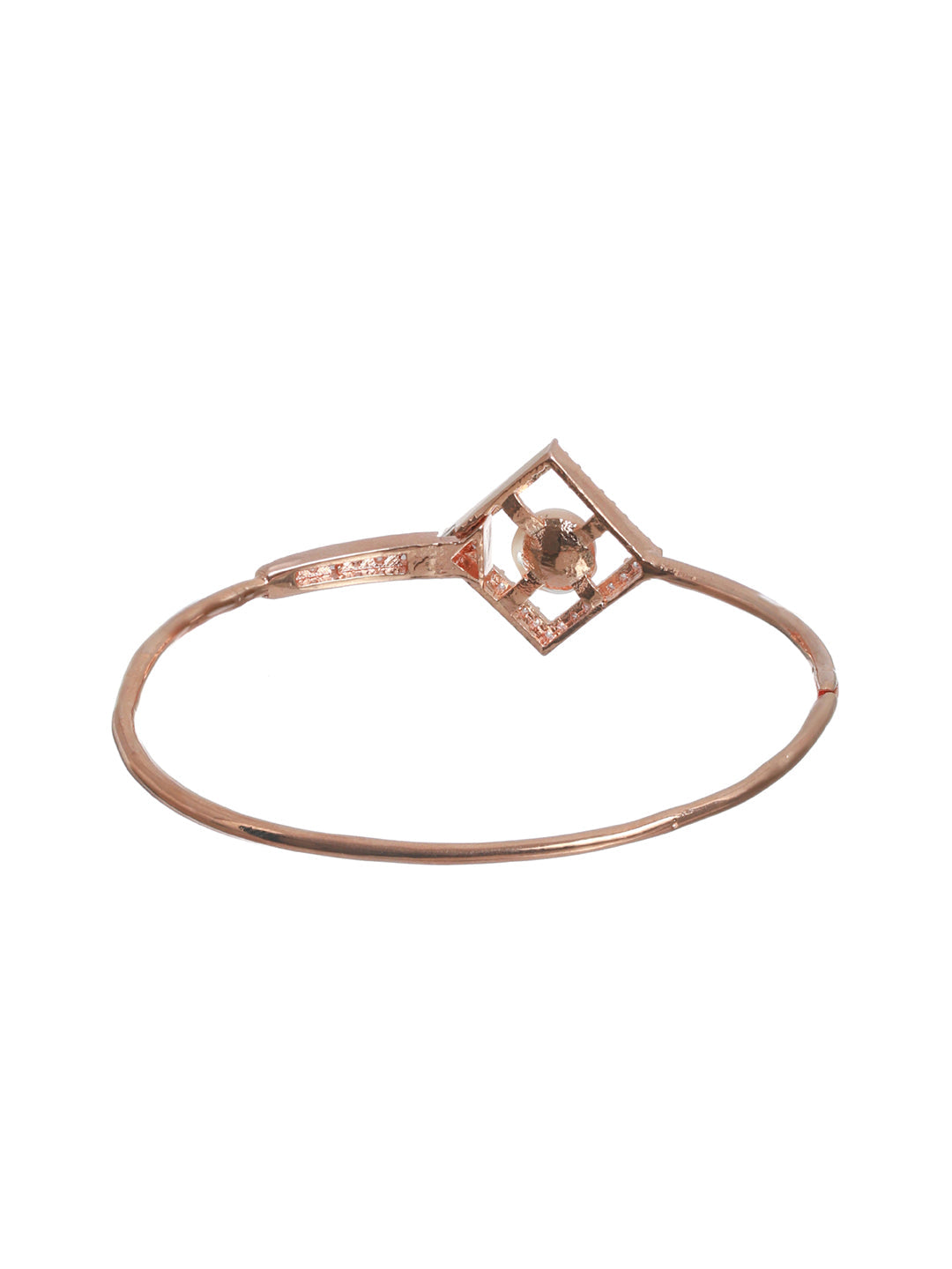 Priyaasi Women Geometric Studded Pearl Rose Gold-Polished Bracelet - Swadesiicart