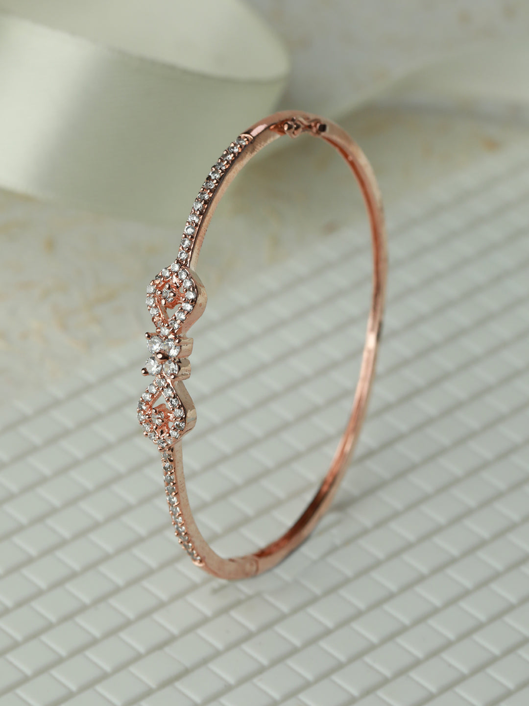 Priyaasi Women Stylish American Diamond Rose Gold Bracelet - Swadesiicart