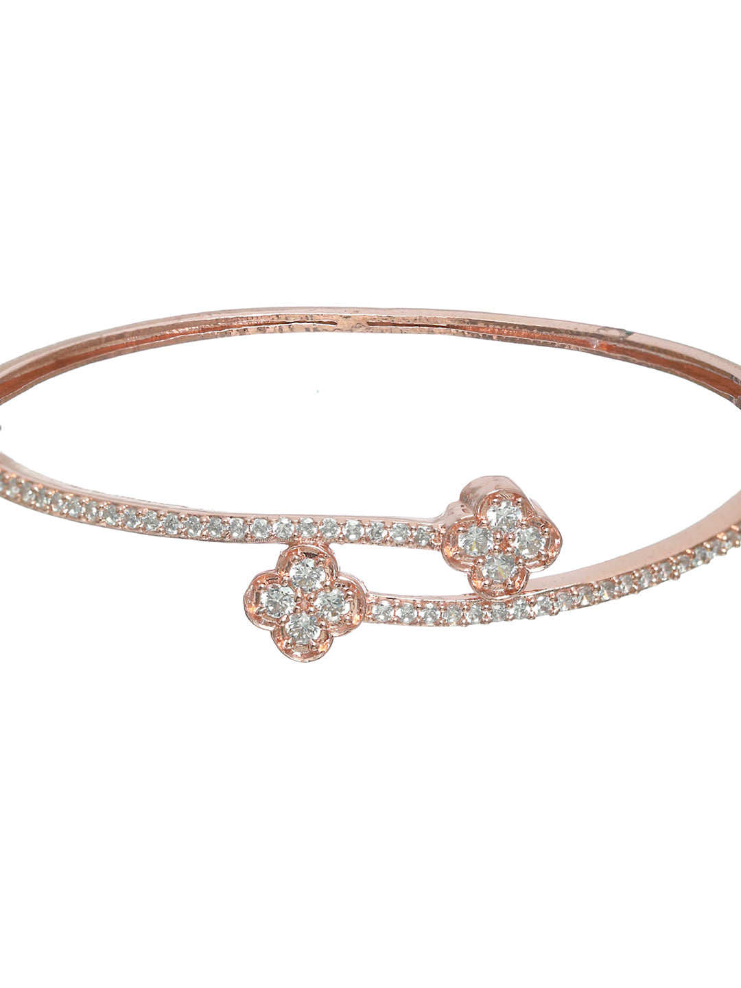 Priyaasi Women Rose Gold Blooming Flower American Diamond Bracelet - Swadesiicart