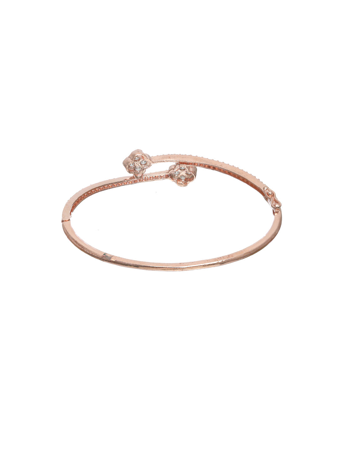 Priyaasi Women Rose Gold Blooming Flower American Diamond Bracelet - Swadesiicart
