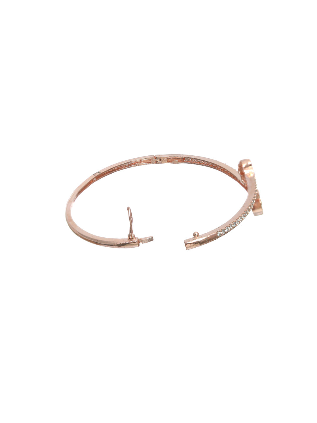 Priyaasi Women Rose Gold Blooming Flower American Diamond Bracelet - Swadesiicart