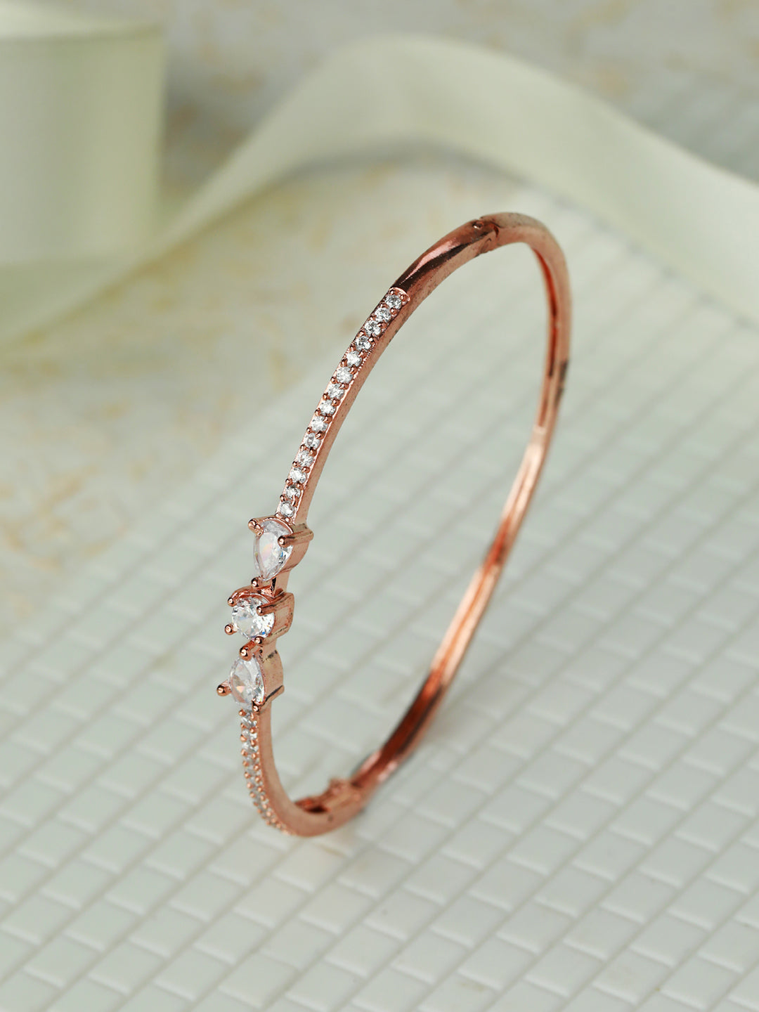Priyaasi Women Rose Gold American Diamond Bracelet - Swadesiicart