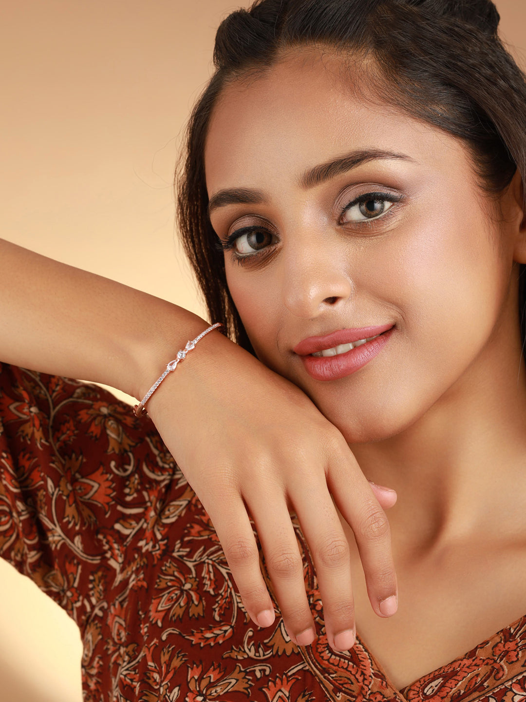 Priyaasi Women Rose Gold American Diamond Bracelet - Noz2Toz