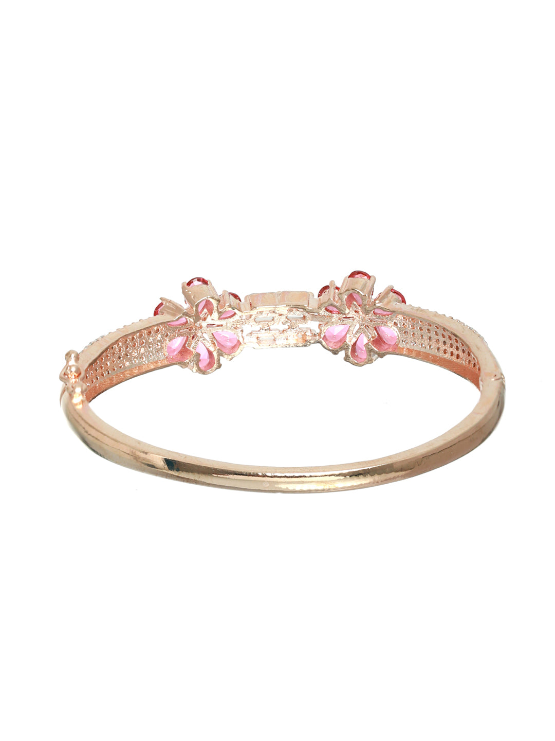 Priyaasi Women Pink American Diamond Rose Gold Bracelet - Swadesiicart