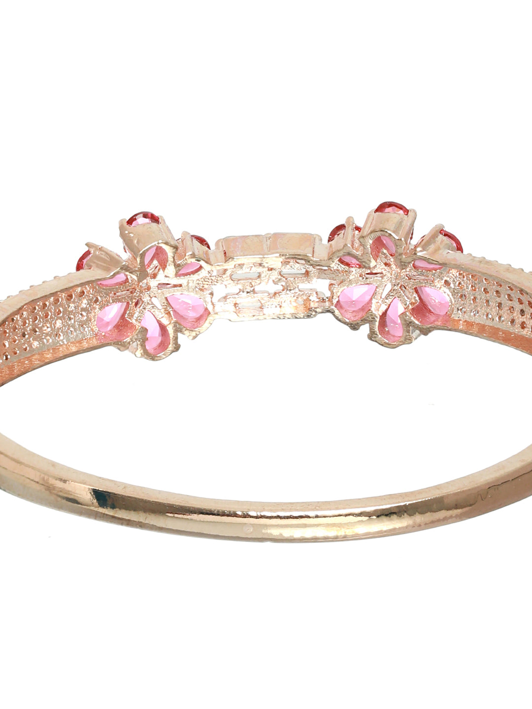 Priyaasi Women Pink American Diamond Rose Gold Bracelet - Swadesiicart