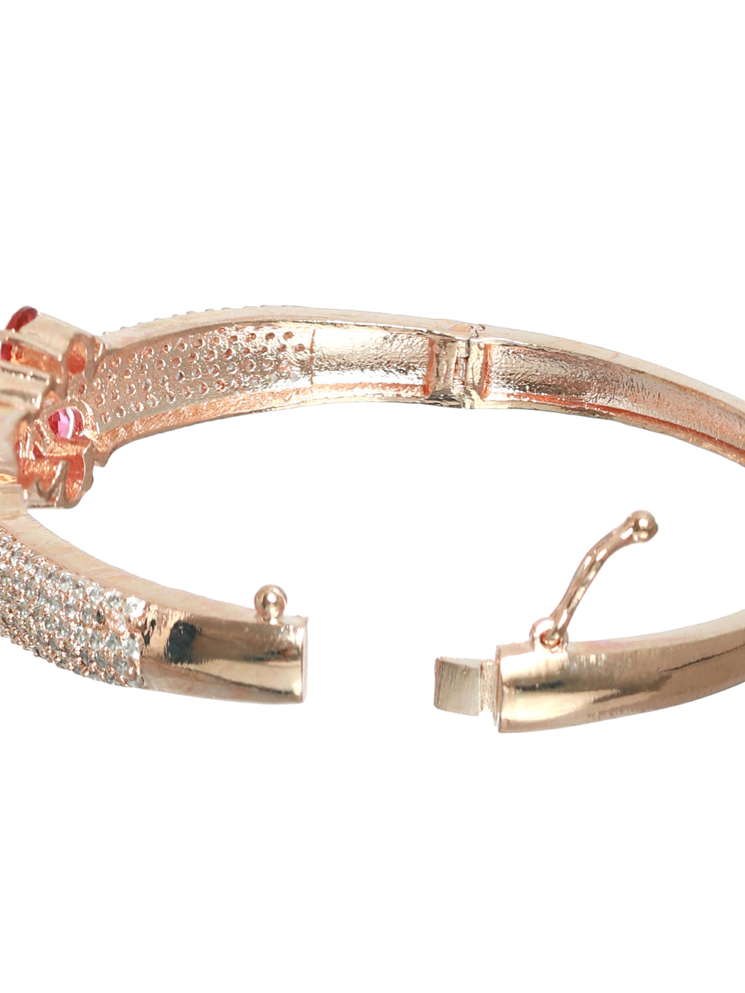 Priyaasi Women Pink American Diamond Rose Gold Bracelet - Swadesiicart