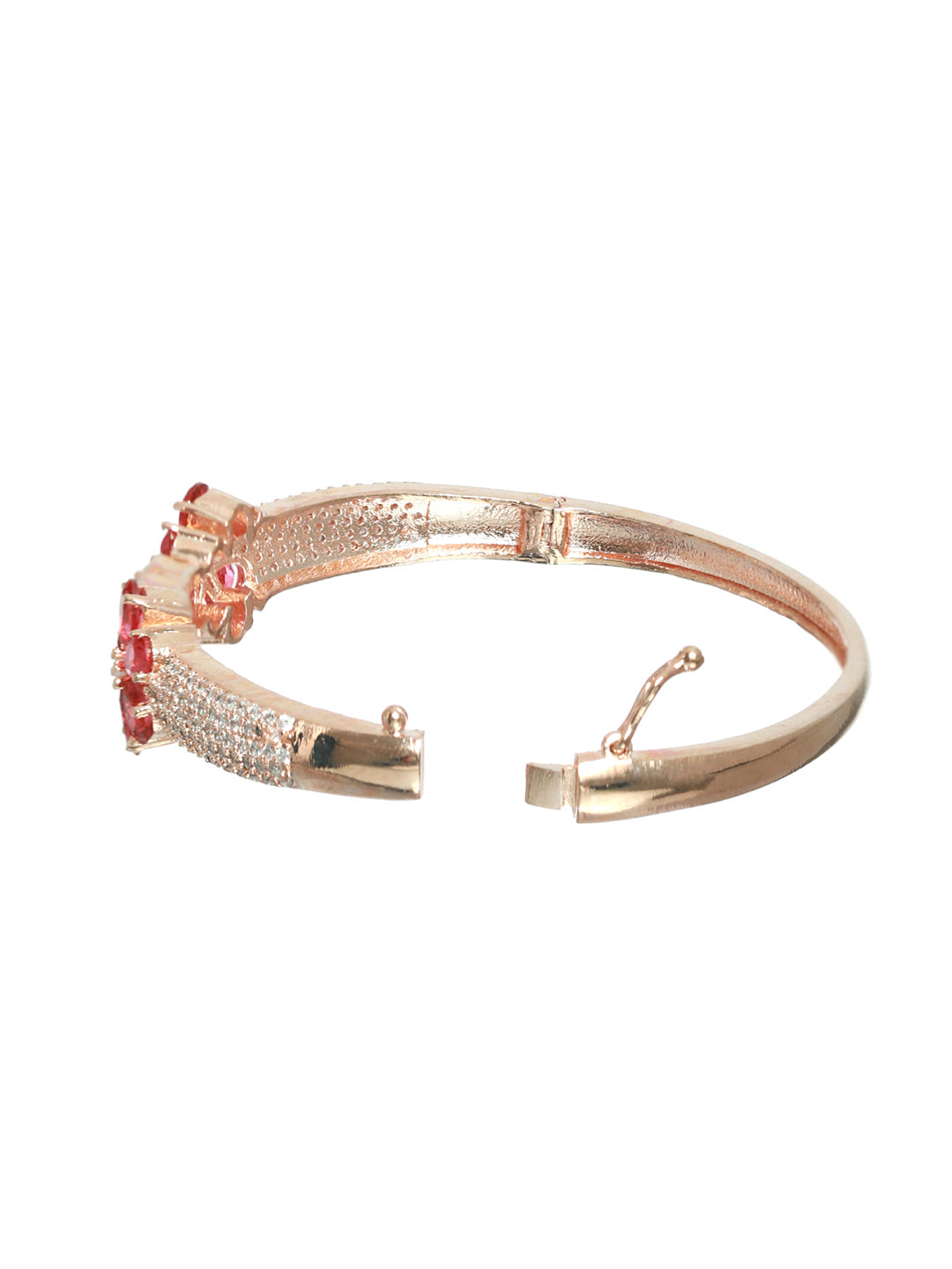 Priyaasi Women Pink American Diamond Rose Gold Bracelet - Swadesiicart