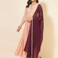 Janasya Women's Peach Georgette Foil Printed Festive Anarkali Kurta Set | Swadesiicart