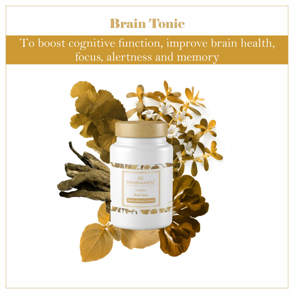 Swarnakayu Intellpro Brain Tonic Tablets With Swarna Bhasma & Brahmi - Swadesiicart