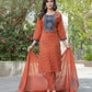 BulBul Aaliya Elegance Rust Cotton Kurta Set with Dupatta - Swadesiicart