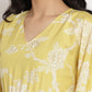 Ahalyaa Women Lime Green & Off White Floral Printed Flared Sleeves Floral Kaftan Kurta | Swadesiicart