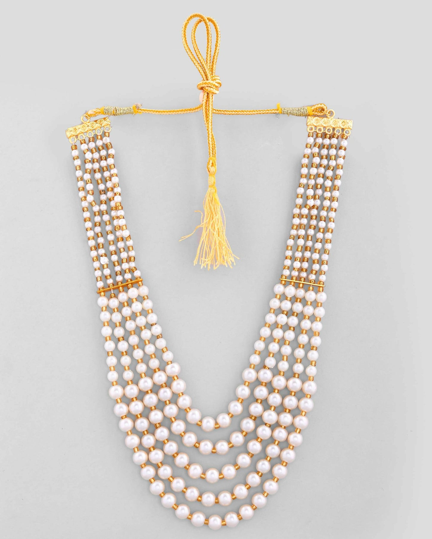 VOJ Gold-Polished Multi Layered Pearl Maharani Necklace | Swadesiicart