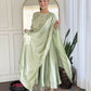 The52 Pista Women's Gorgeous Embroidered Vichitra Silk Fabric Flared Kurta Pant with Dupatta Set - Swadesiicart