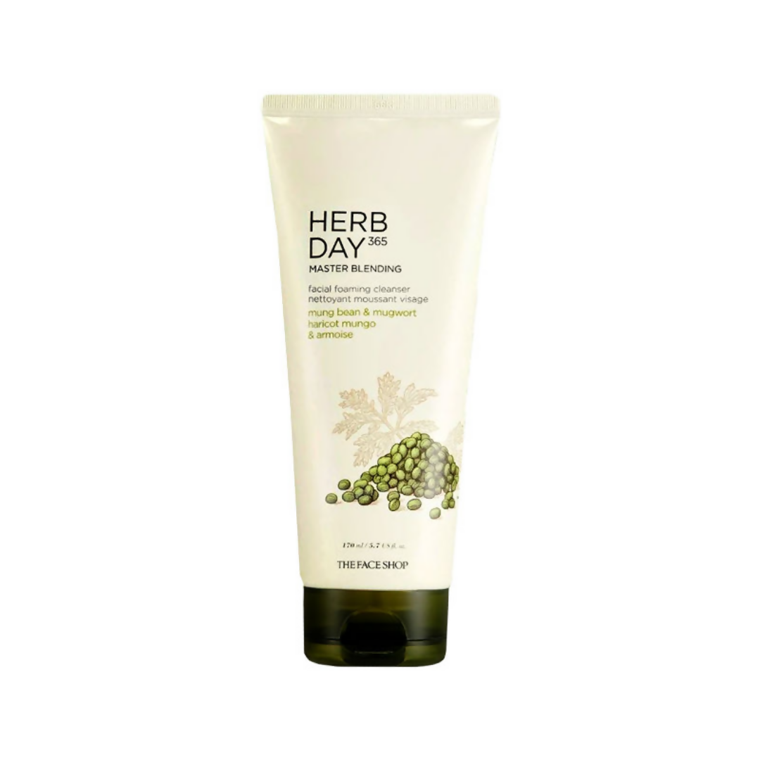 The Face Shop Herb Day 365 Master Blending Foaming Cleanser- Mungbean & Mugwort - Korean Skincare | Swadesiicart