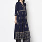 Aniyah Rayon Navy Blue Color Block Print Anarkali Palazzo Set (AN-210K)