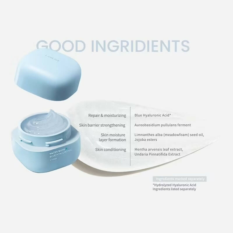 Laneige Water Bank Blue Hyaluronic Face Cream - Korean skincare | Swadesiicart