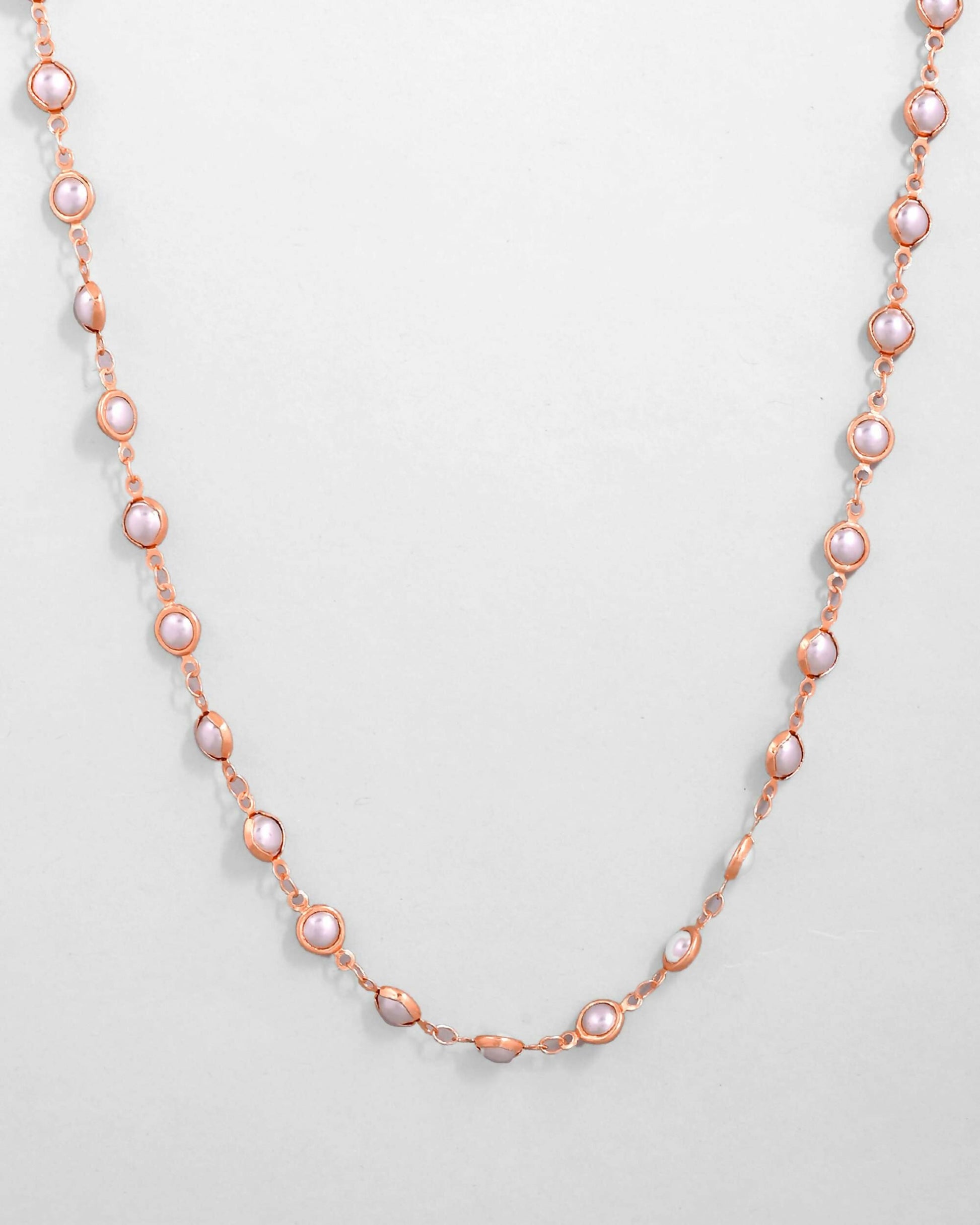 VOJ Gold-Polished Chain For Women With White Pearls | Swadesiicart