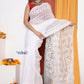 Very Much Indian Jamdhani Cotton Saree With Polka Dot Pallu - White | Swadesiicart