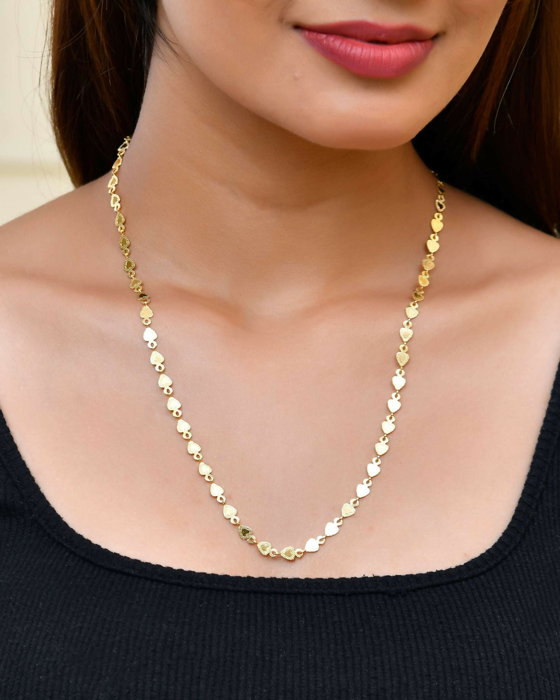 VOJ Gold-Polished Heart Shaped Chan for Women | Swadesiicart