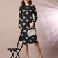 Myshka Women's Black Printed Round Neck Party Top With Skirt Co-ord set - Swadesiicart