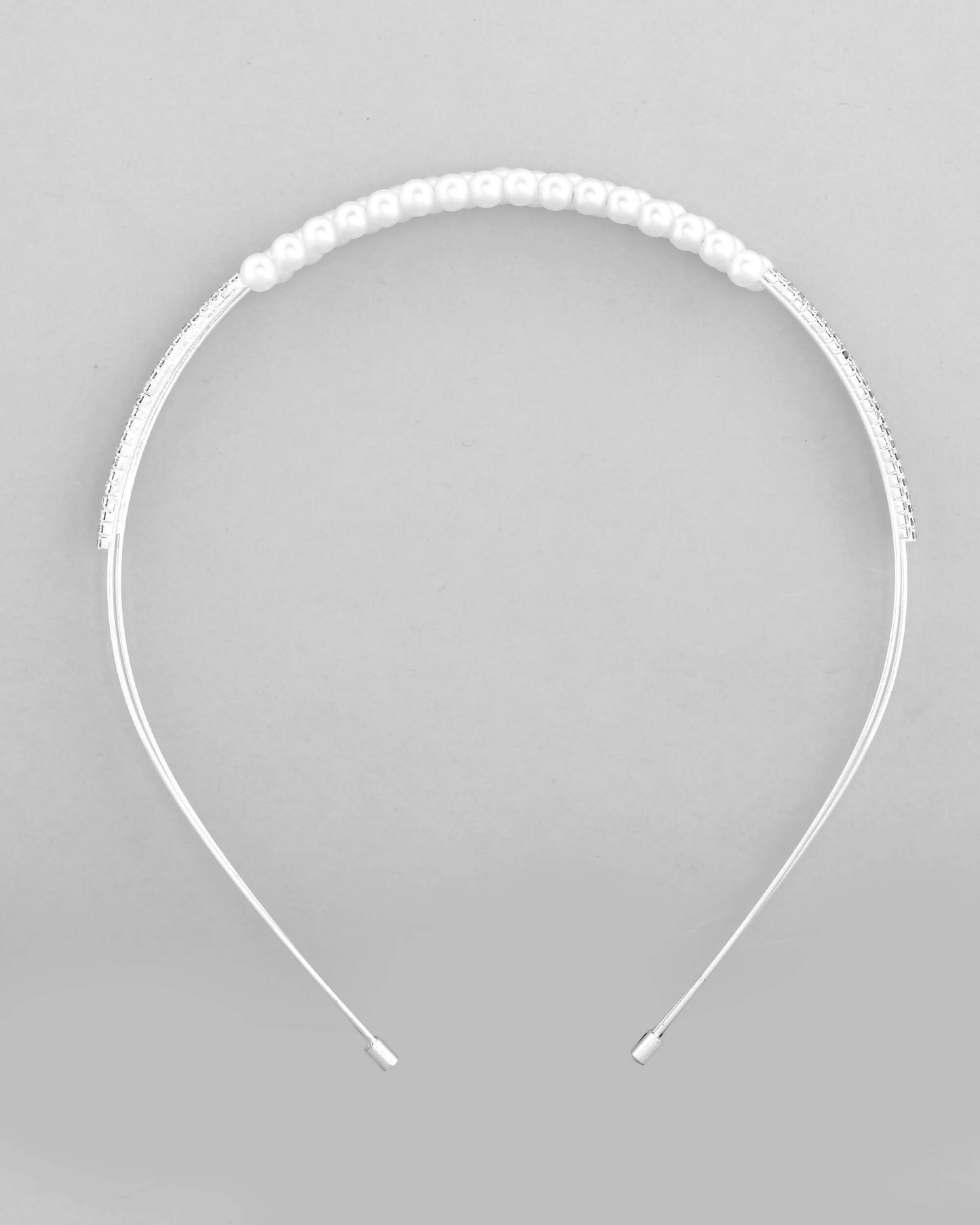 VOJ Silver Plated Pearl Studded Double Layer Hairband | Swadesiicart