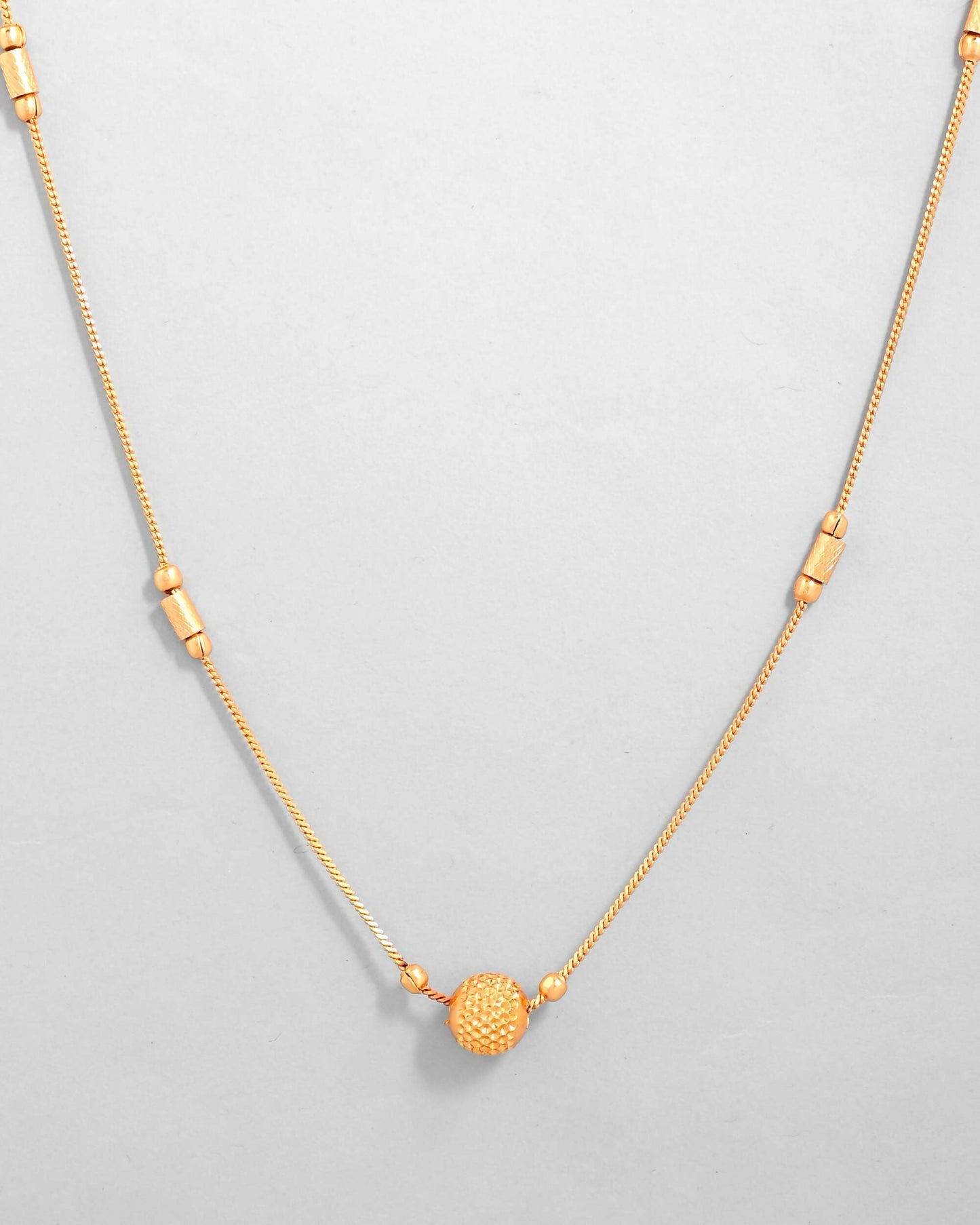 VOJ Gold-Polished Designer Piped Chain WithBig Gold Bead. | Swadesiicart