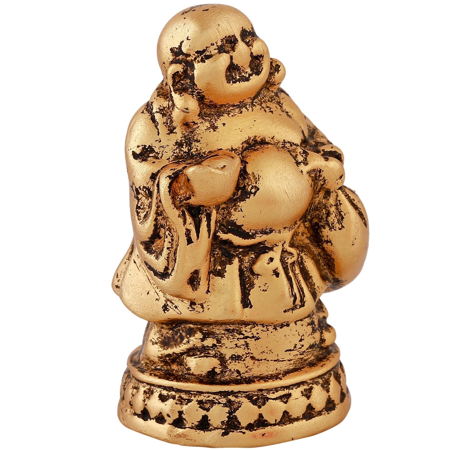 Estele Gold-Polished Laughing Buddha standing statue with Potli showpiece for Perfect Home and Office Décor - Swadesiicart