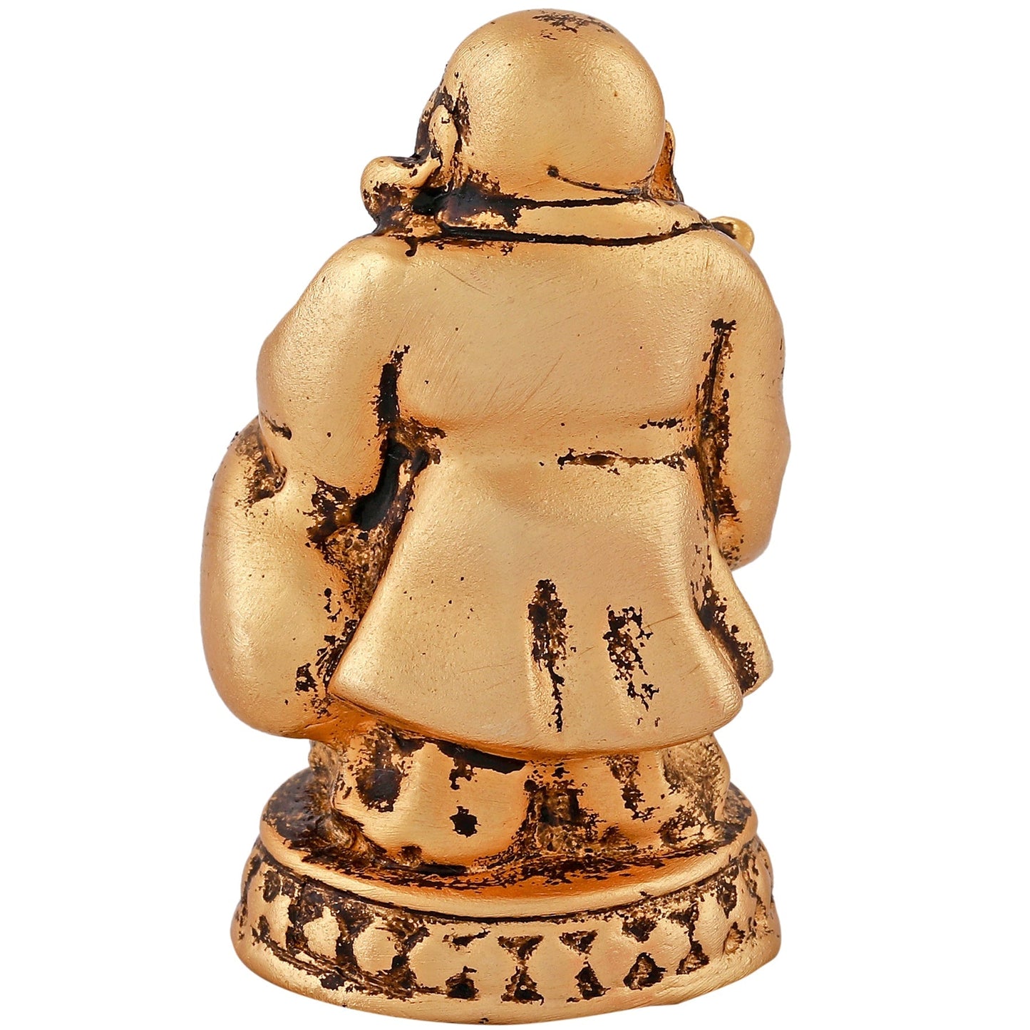Estele Gold-Polished Laughing Buddha standing statue with Potli showpiece for Perfect Home and Office Décor - Swadesiicart