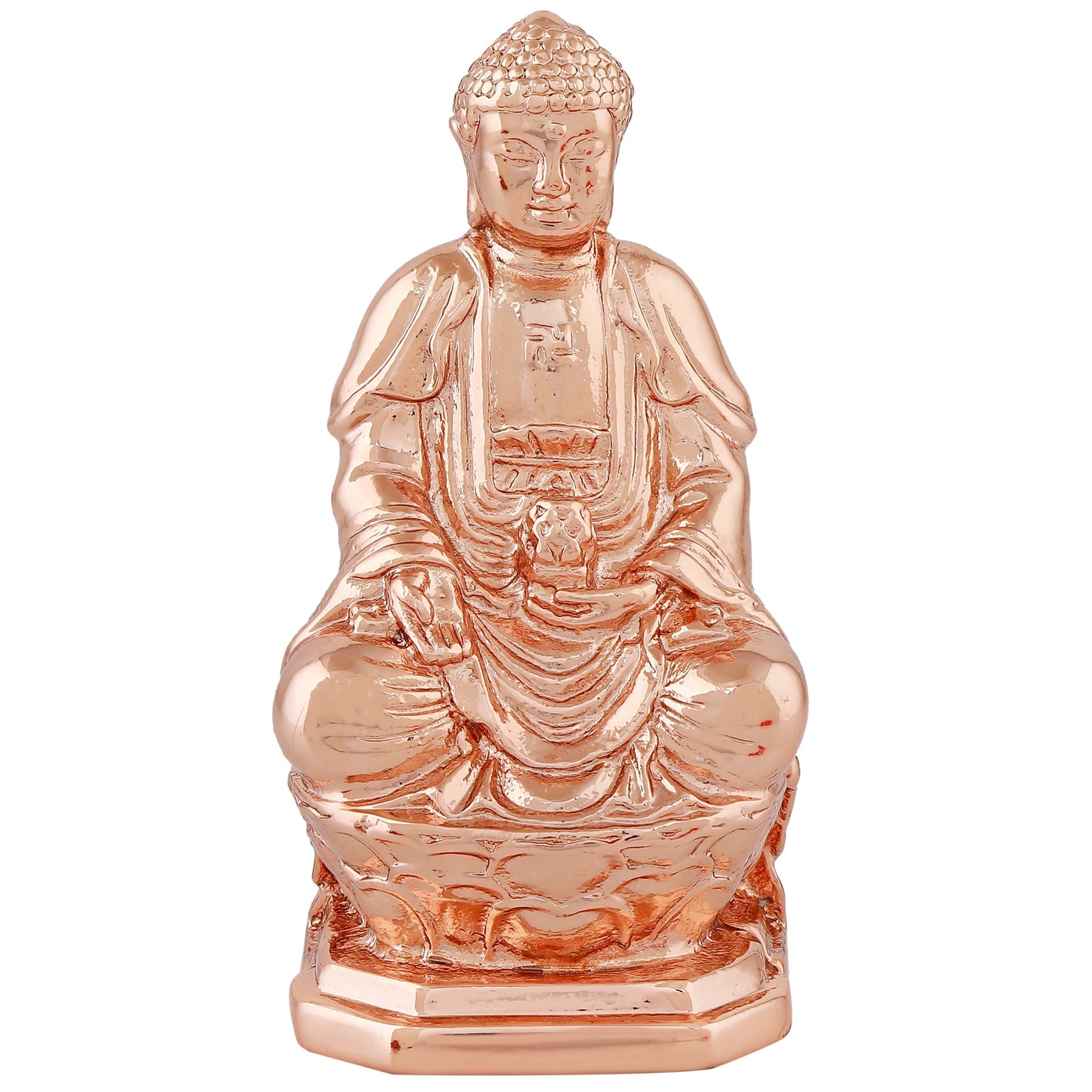 Estele Pink/Rose Gold-Polished Lord Gautam Buddha Mediatating Idol statue for Home Décor/ working place - Swadesiicart