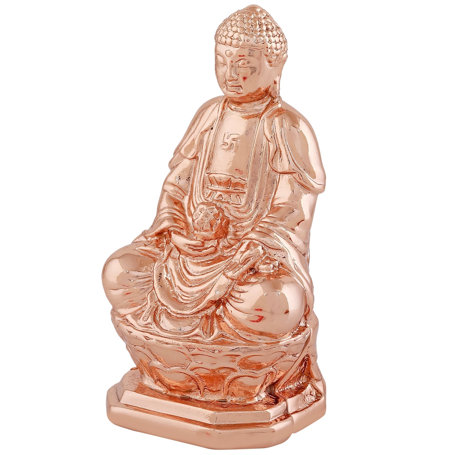 Estele Pink/Rose Gold-Polished Lord Gautam Buddha Mediatating Idol statue for Home Décor/ working place - Swadesiicart