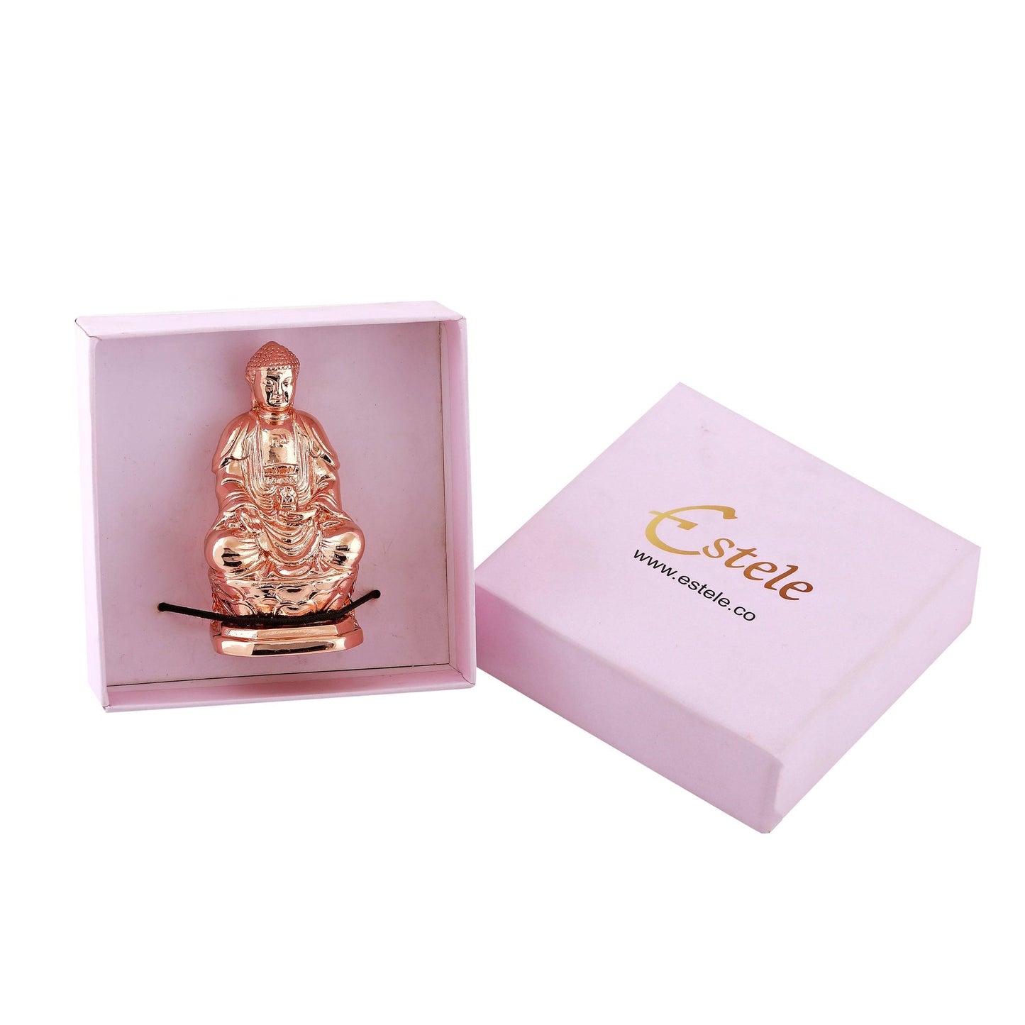 Estele Pink/Rose Gold-Polished Lord Gautam Buddha Mediatating Idol statue for Home Décor/ working place - Swadesiicart
