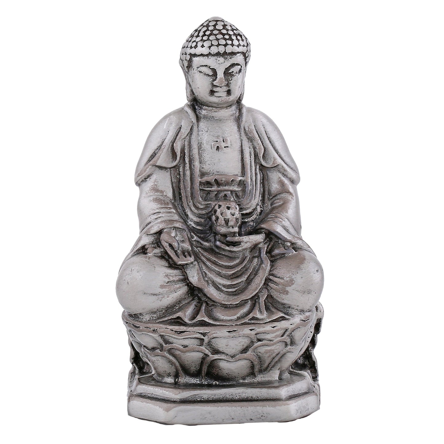 Estele Rhodium Plated Oxidized Lord Gautam Buddha Mediatating Idol statue for Home Décor/ working place - Swadesiicart