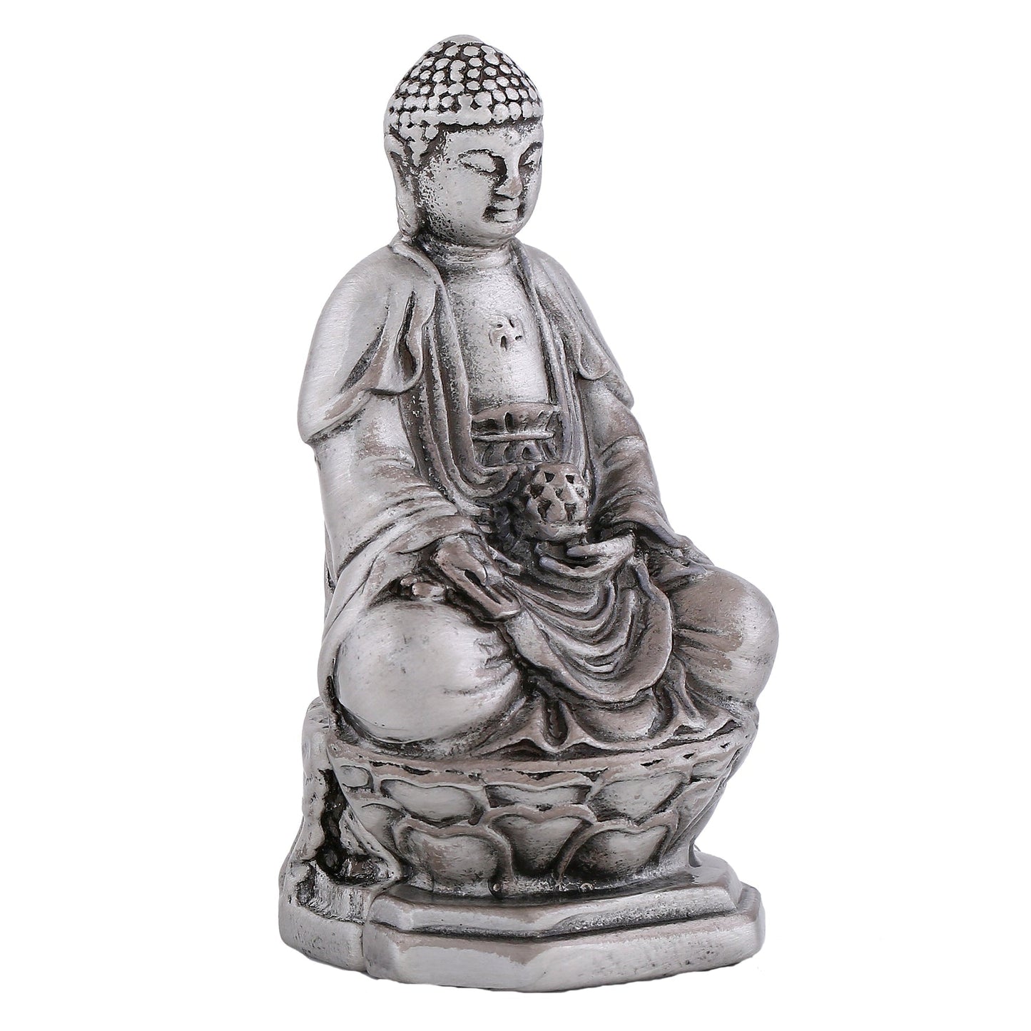 Estele Rhodium Plated Oxidized Lord Gautam Buddha Mediatating Idol statue for Home Décor/ working place - Swadesiicart