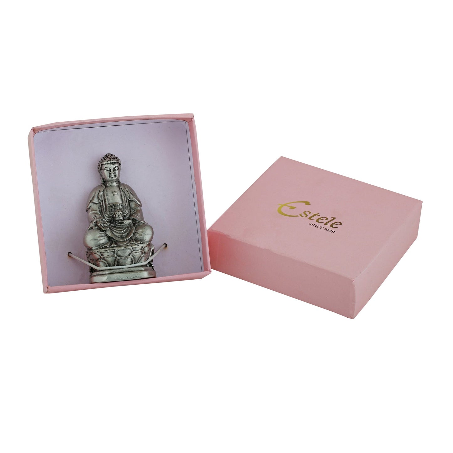 Estele Rhodium Plated Oxidized Lord Gautam Buddha Mediatating Idol statue for Home Décor/ working place - Swadesiicart