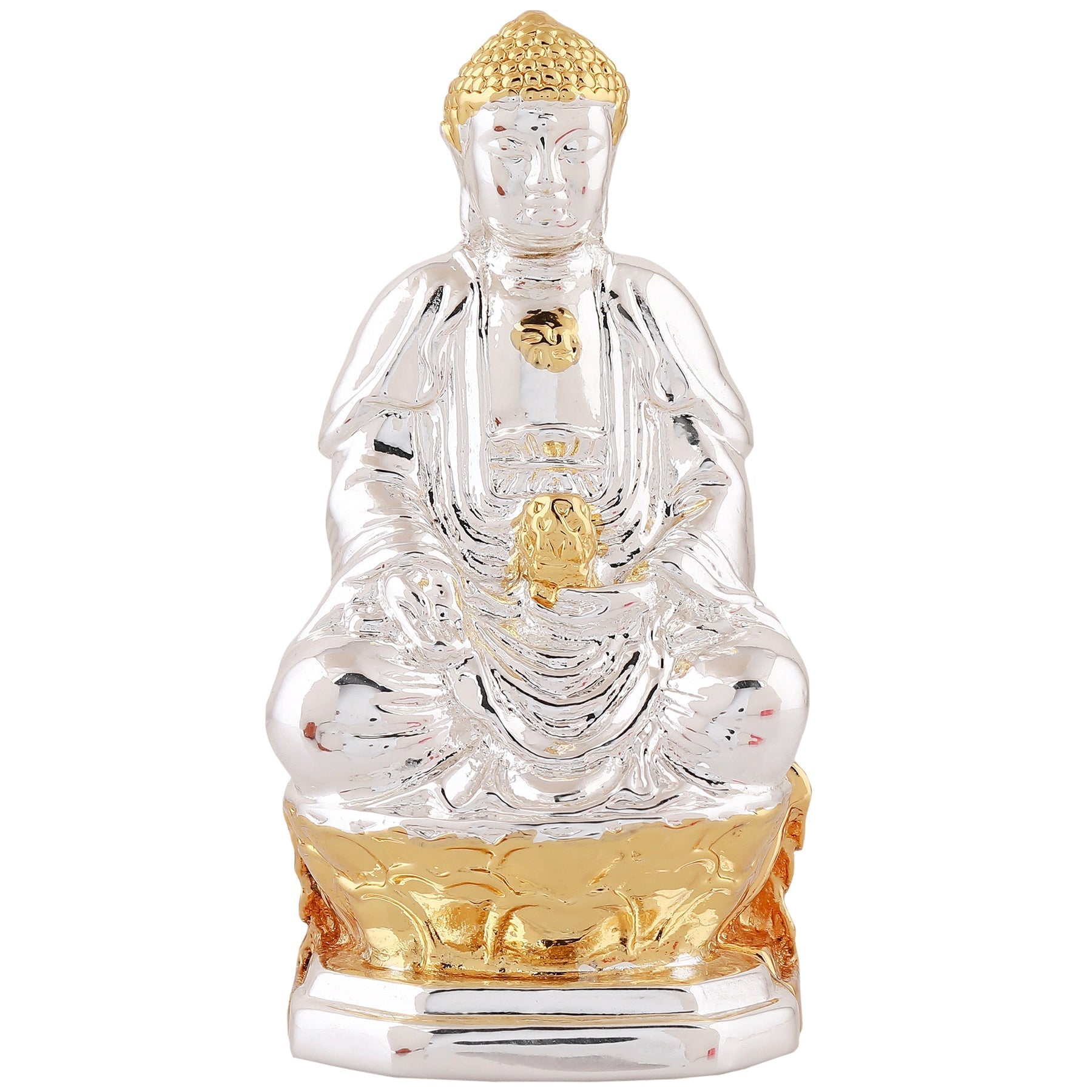 Estele Gold-Polished Lord Gautam Buddha Mediatating Idol statue for Home Décor/ working place - Swadesiicart