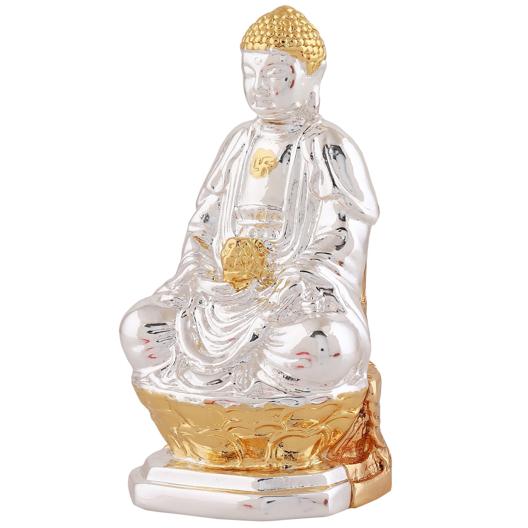 Estele Gold-Polished Lord Gautam Buddha Mediatating Idol statue for Home Décor/ working place - Swadesiicart