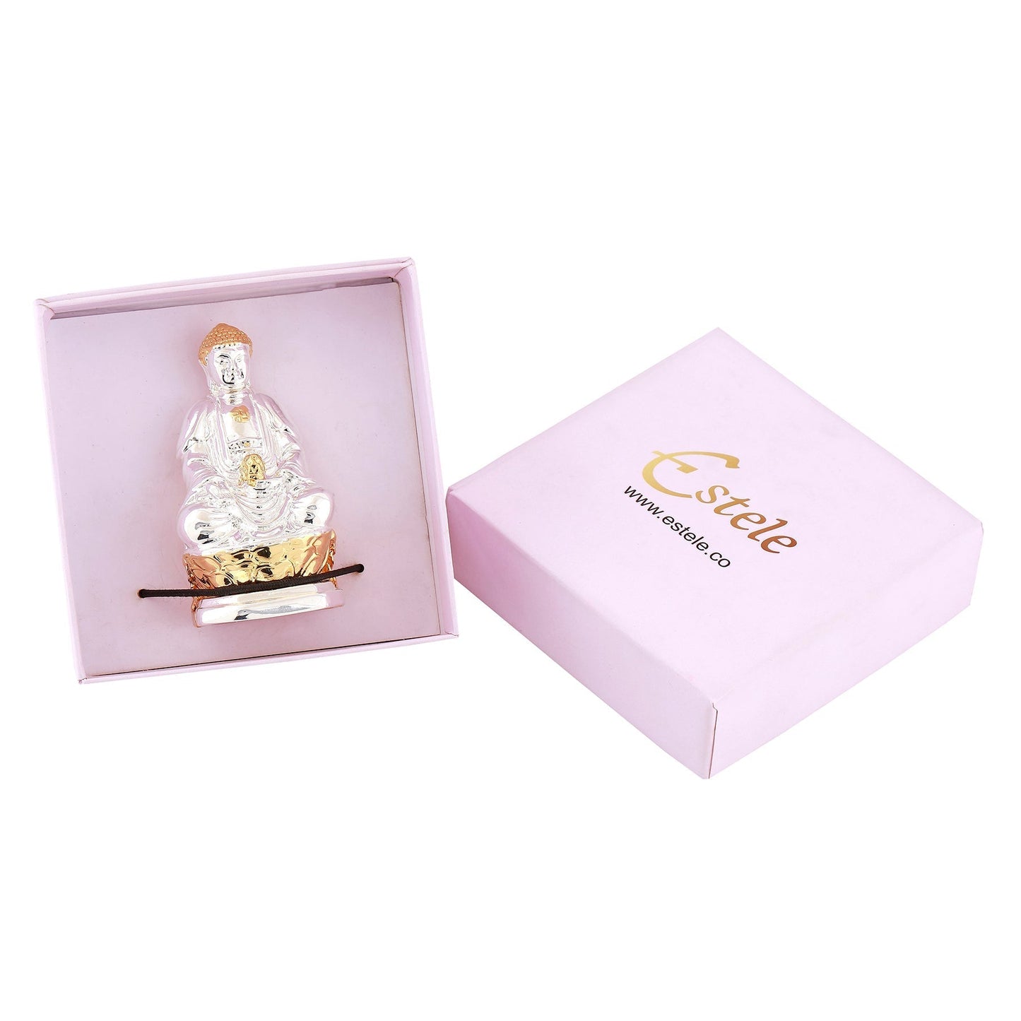 Estele Gold-Polished Lord Gautam Buddha Mediatating Idol statue for Home Décor/ working place - Swadesiicart