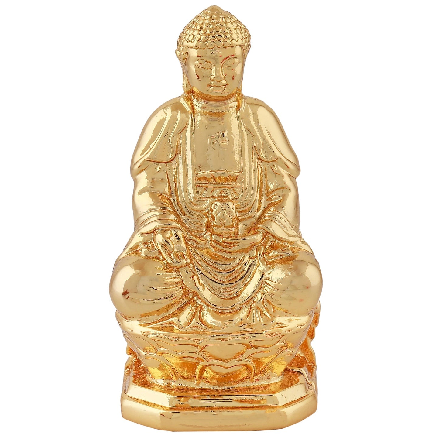 Estele Gold-Polished Lord Gautam Buddha Mediatating Idol statue for Home Décor/Gifts - Swadesiicart