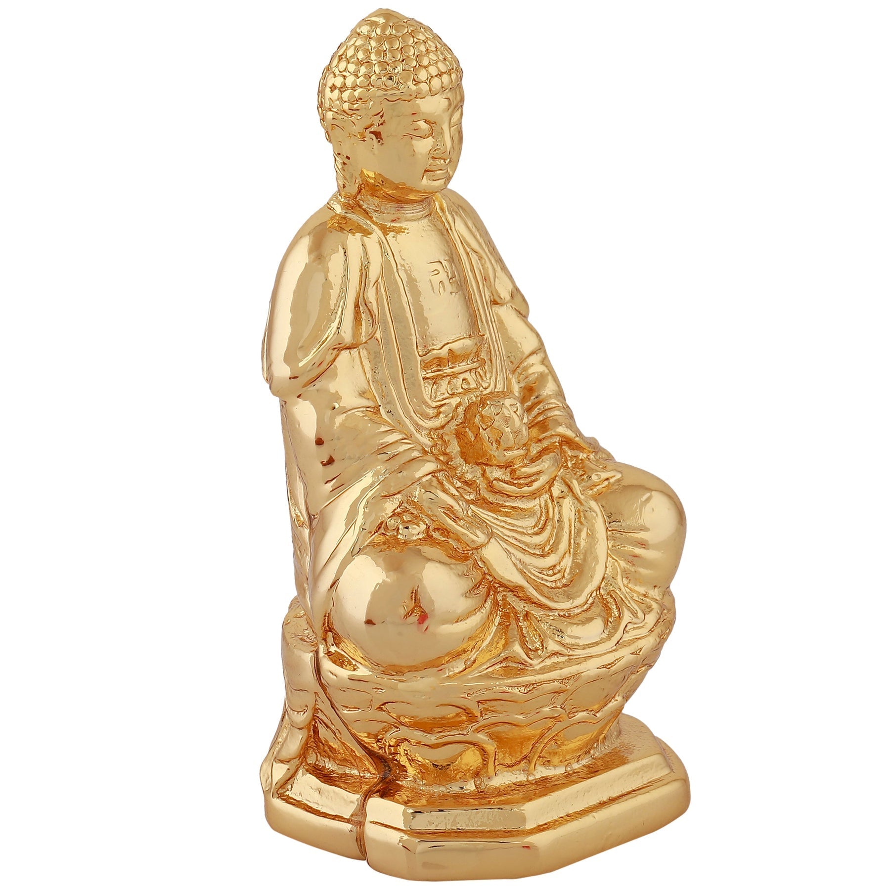 Estele Gold-Polished Lord Gautam Buddha Mediatating Idol statue for Home Décor/Gifts - Swadesiicart