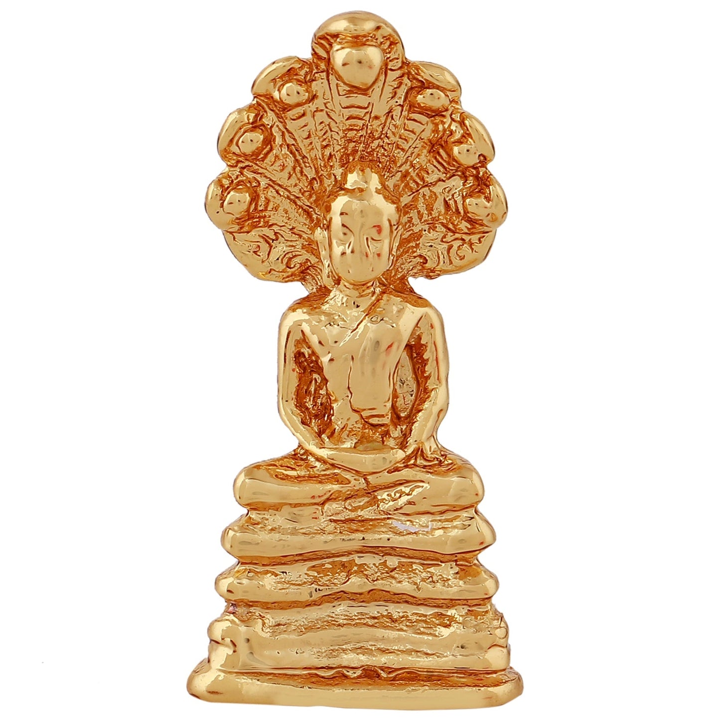 Estele Gold-Polished Medidative Lord Gautam Buddha Sitting under snake Hood Idol for Pooja/Car decor - Swadesiicart