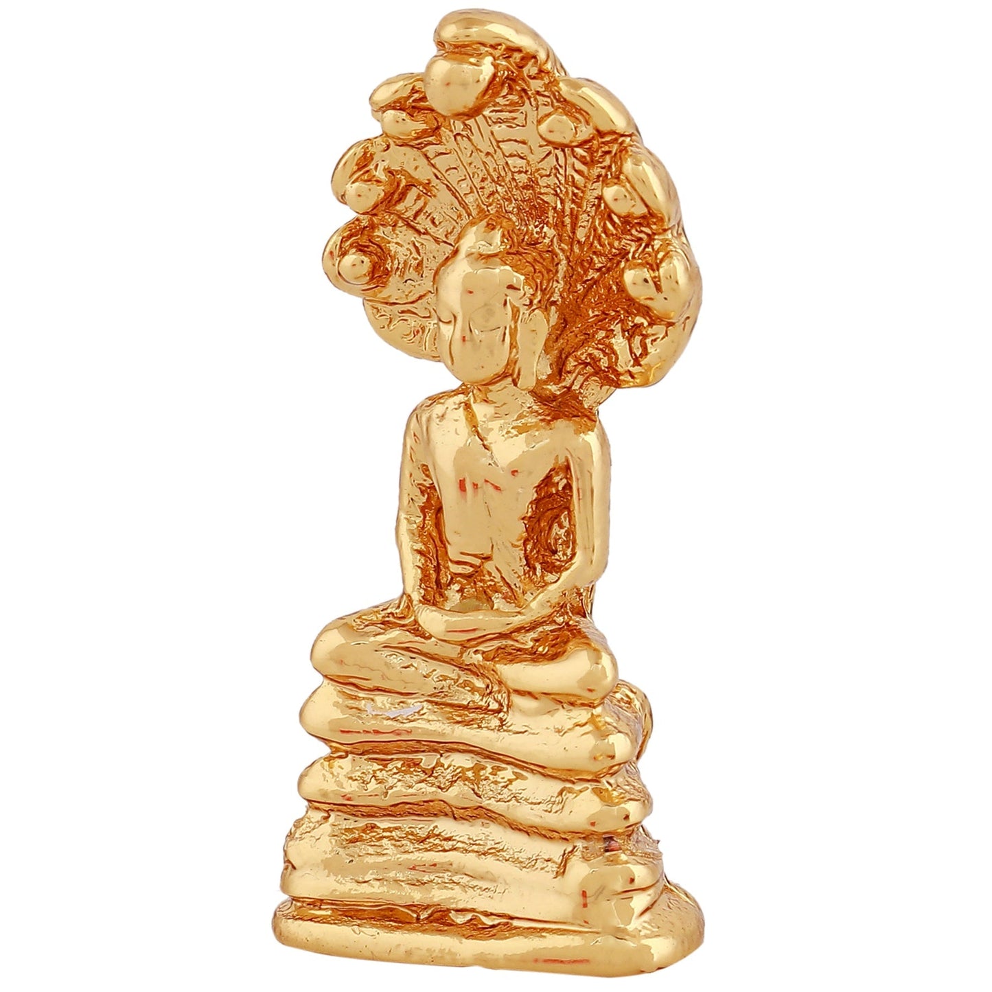 Estele Gold-Polished Medidative Lord Gautam Buddha Sitting under snake Hood Idol for Pooja/Car decor - Swadesiicart