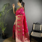 Joban Fashion Hot Pink Banarasi Soft Lichi Silk Paisley Saree | Swadesiicart