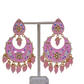 Gold-Polished Brass & Pearl Dangle Women Baby Pink Hand Painted Meenakari Chandbali Earrings By House of Ree - Swadesiicart