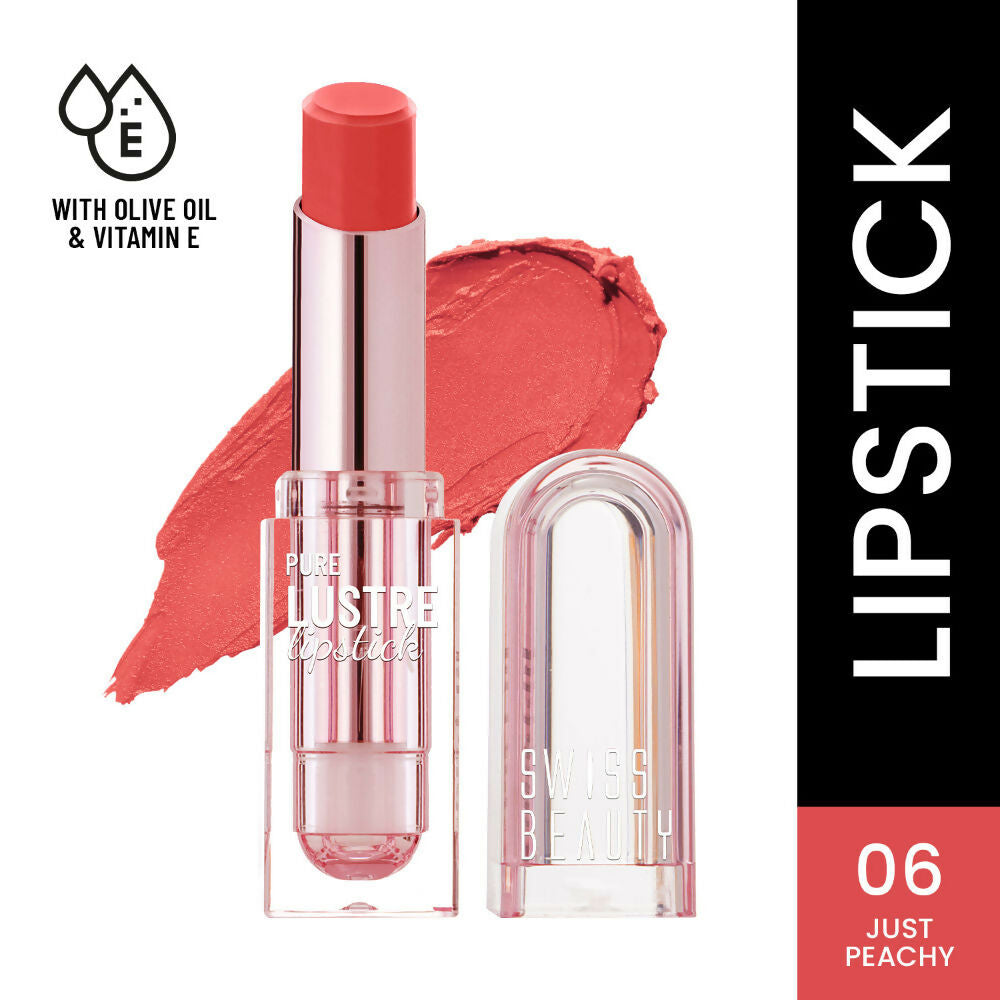 Swiss Beauty High Shine Finish Smooth Glide Pure Lustre Lipstick - 6 Just Peachy | Swadesiicart