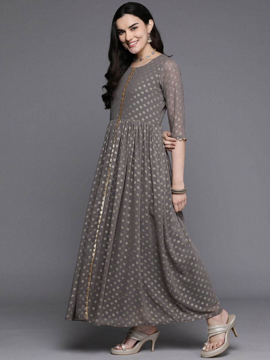 Ahalyaa Women's Traditional wear Kurta Set - Grey | Swadesiicart