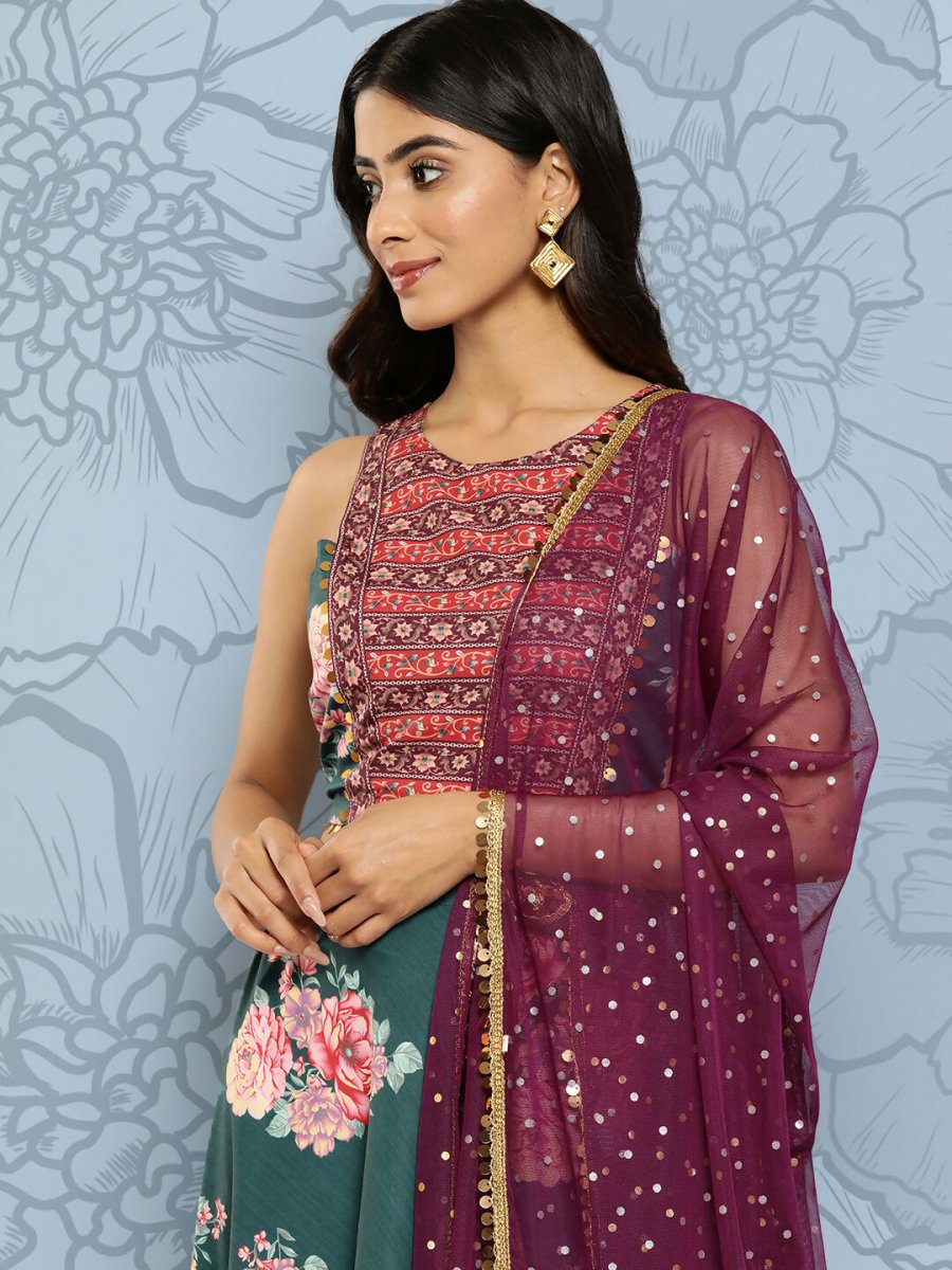 Ahalyaa Women's Traditional wear Lehenga Choli - Green | Swadesiicart