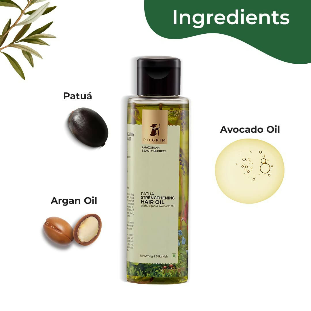 Pilgrim Amazonian Patua Strengthening Hair Oil With Argan & Avocado Oil For Strong & Silky Hair - Swadesiicart