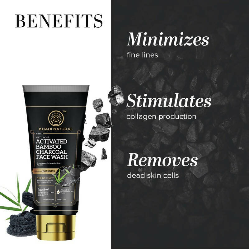 Khadi Natural Activated Bamboo Charcoal Face Wash - Swadesiicart